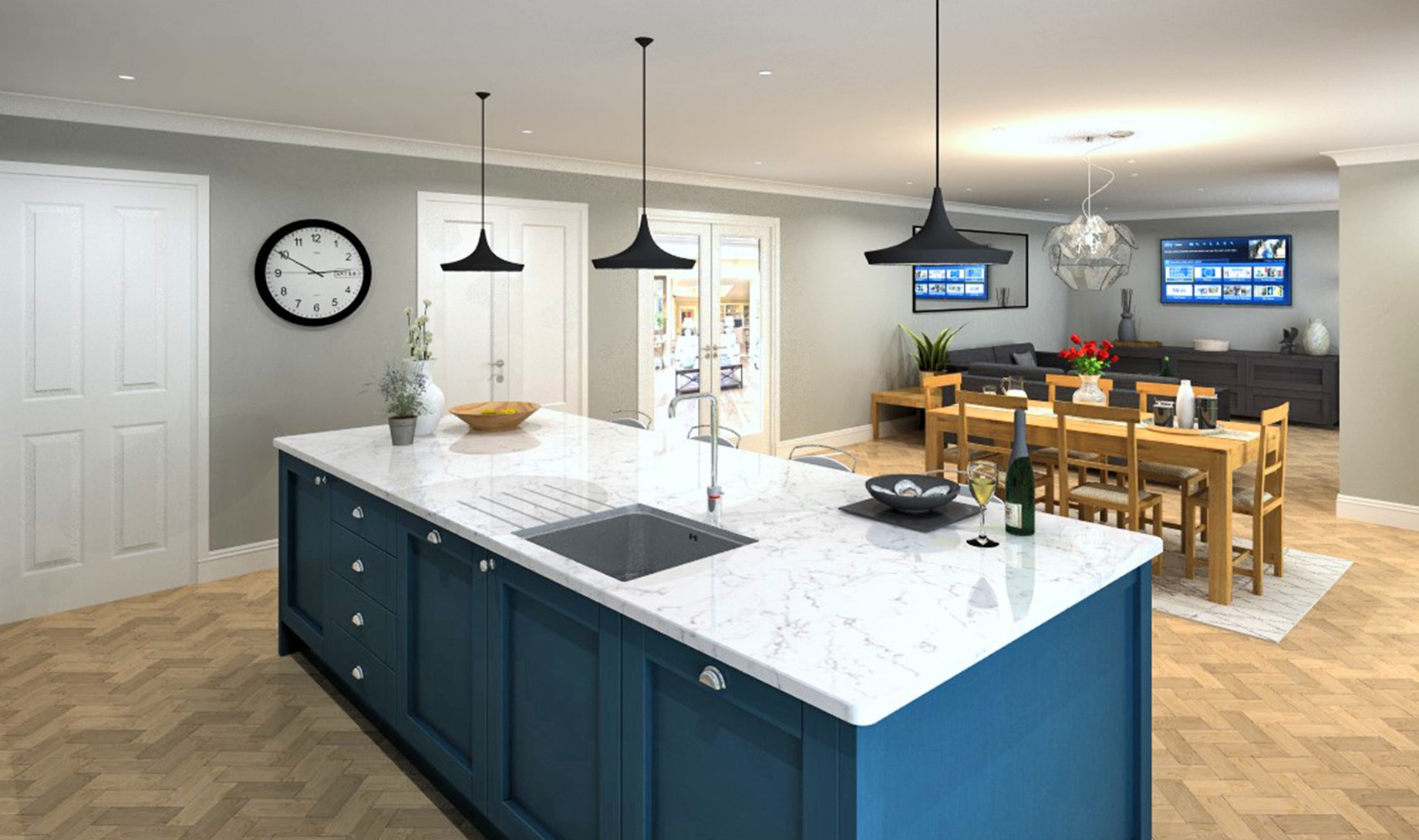 Whinfell House Kitchen/Dining and Family Room